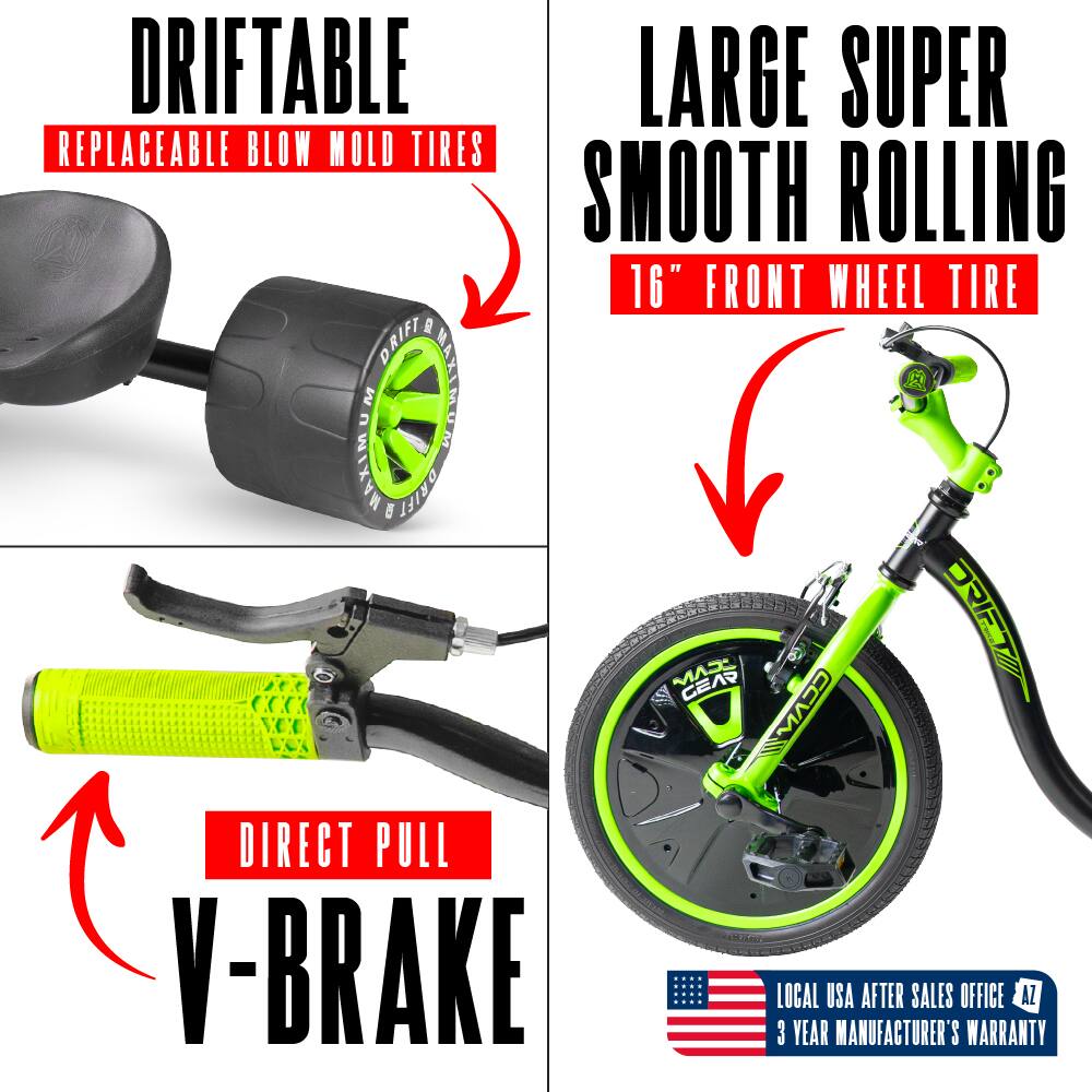Drift Trike for Kids Ages 5+ – Big Wheel Ride On with Adjustable