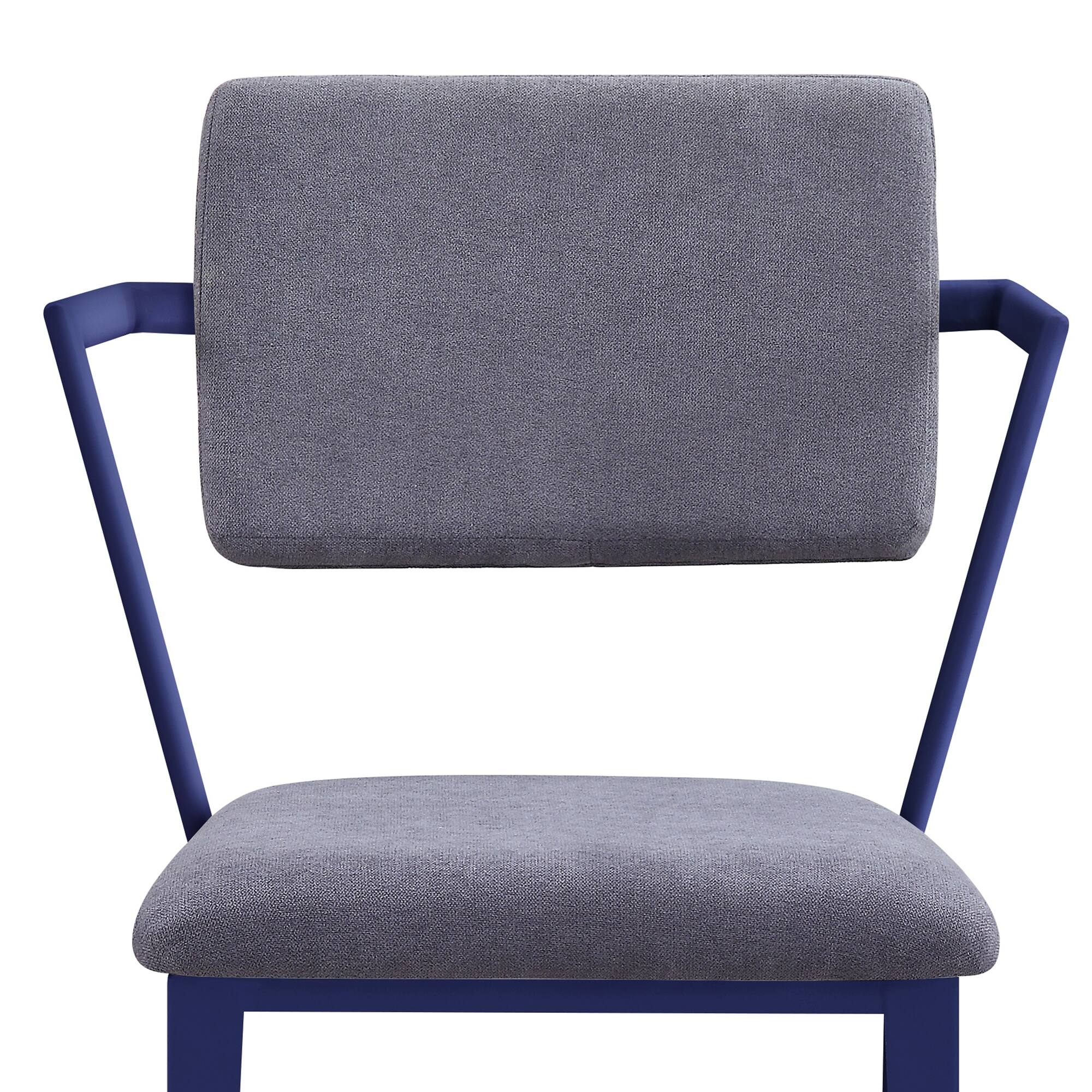 Alt View 3. Manhattan Lane - Fabric Upholstered Metal Base Chair with Flared Armrest - Gray.