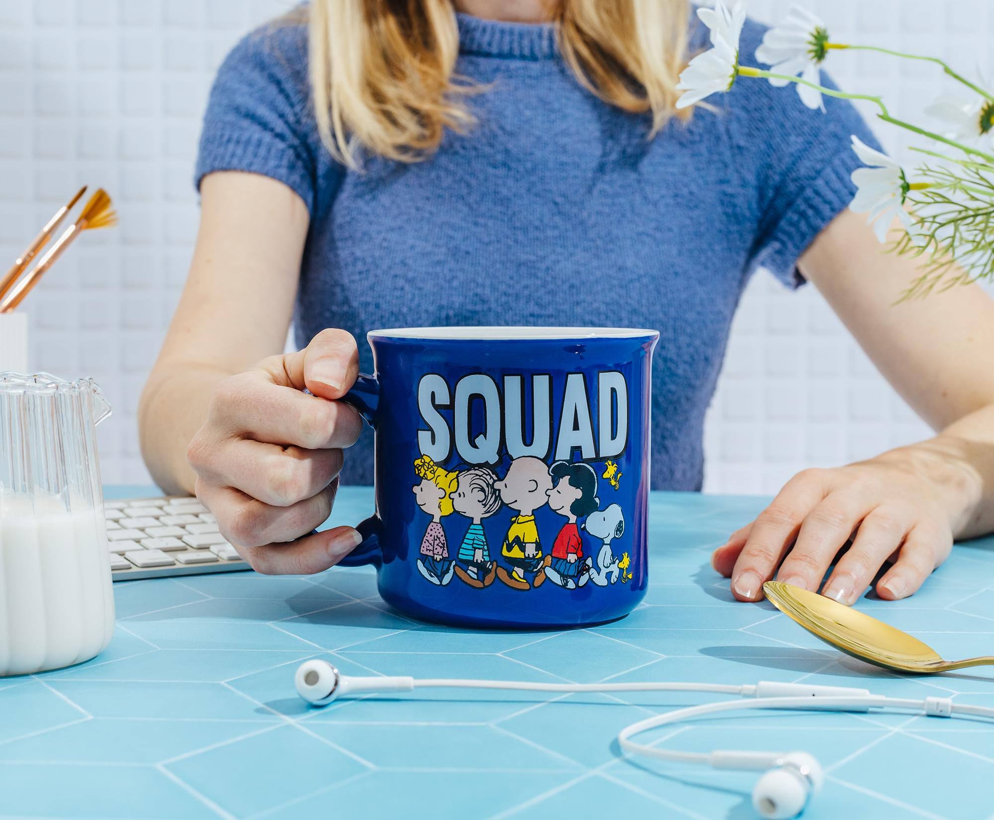 Alt View 4. Silver Buffalo - Peanuts Characters "Squad" Ceramic Camper Mug | Holds 20 Ounces - Multi-Colored.