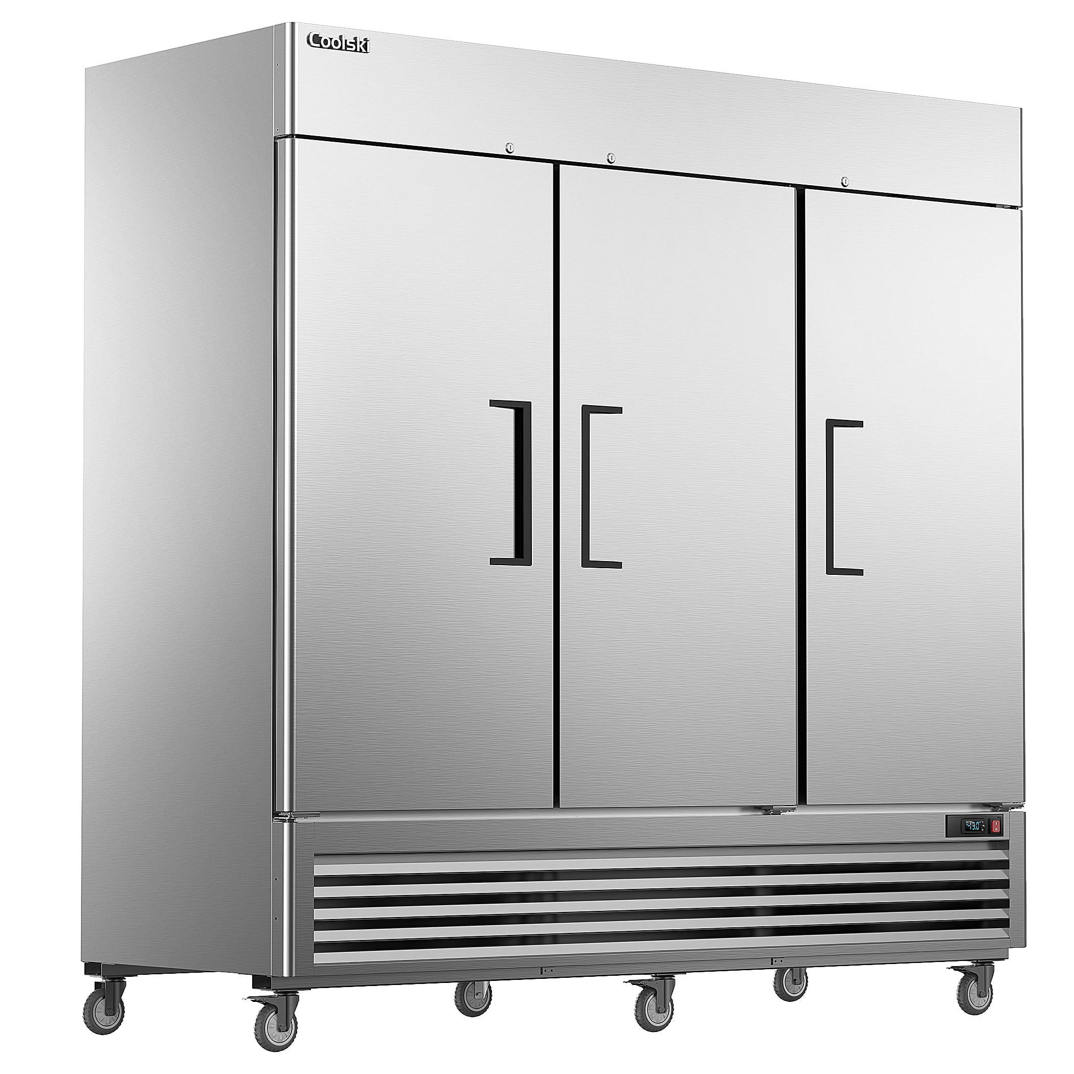 Coolski - 82'' Commercial Freezer 3 Doors, Reach-In Upright Freezer for Restaurants Bars Bakeries Stores Garages, -13 to - Silver