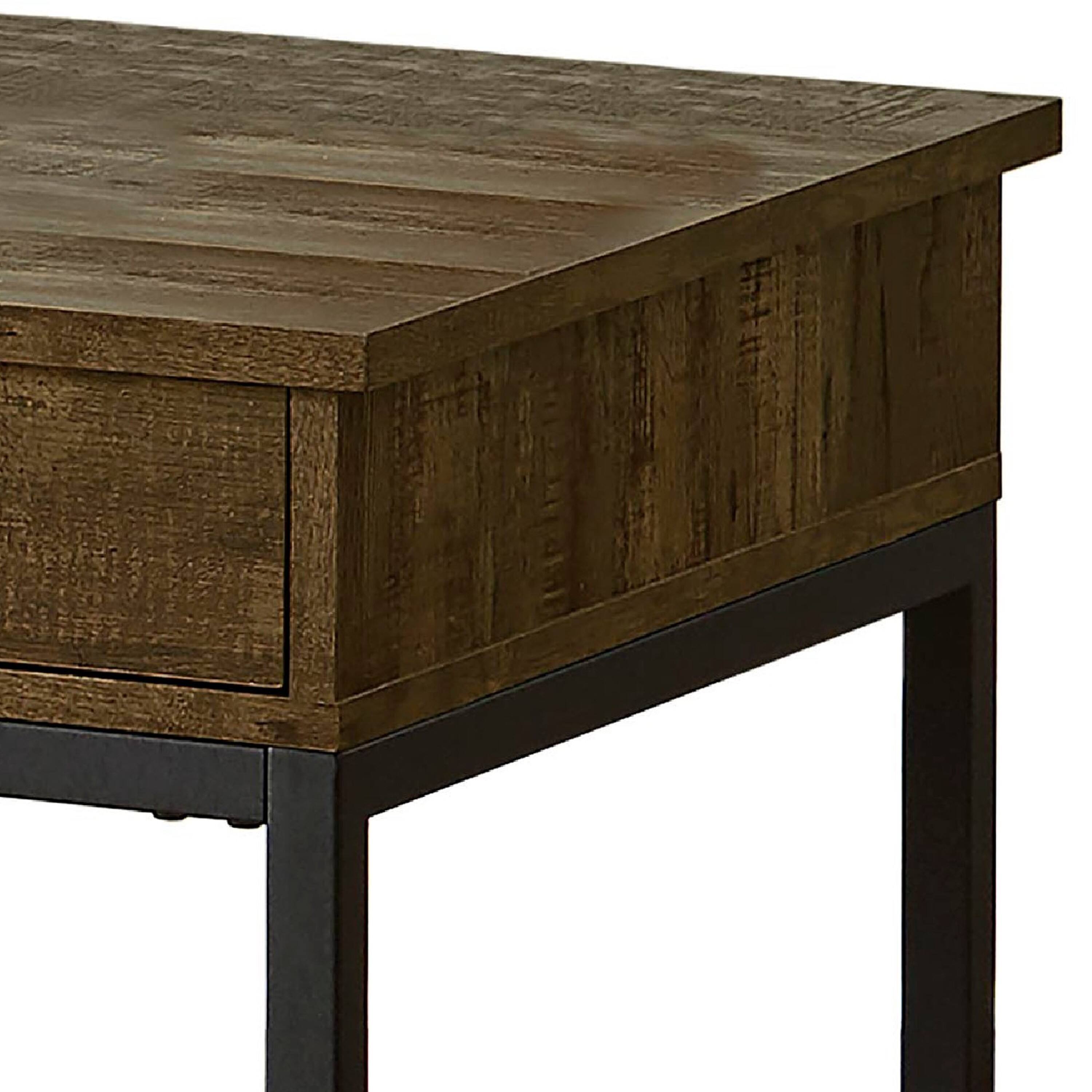 Alt View 4. Manhattan Lane - Mecy 2pc Coffee and Side End Table Set, Oak Brown Top, Metal - Oak Brown, Black.