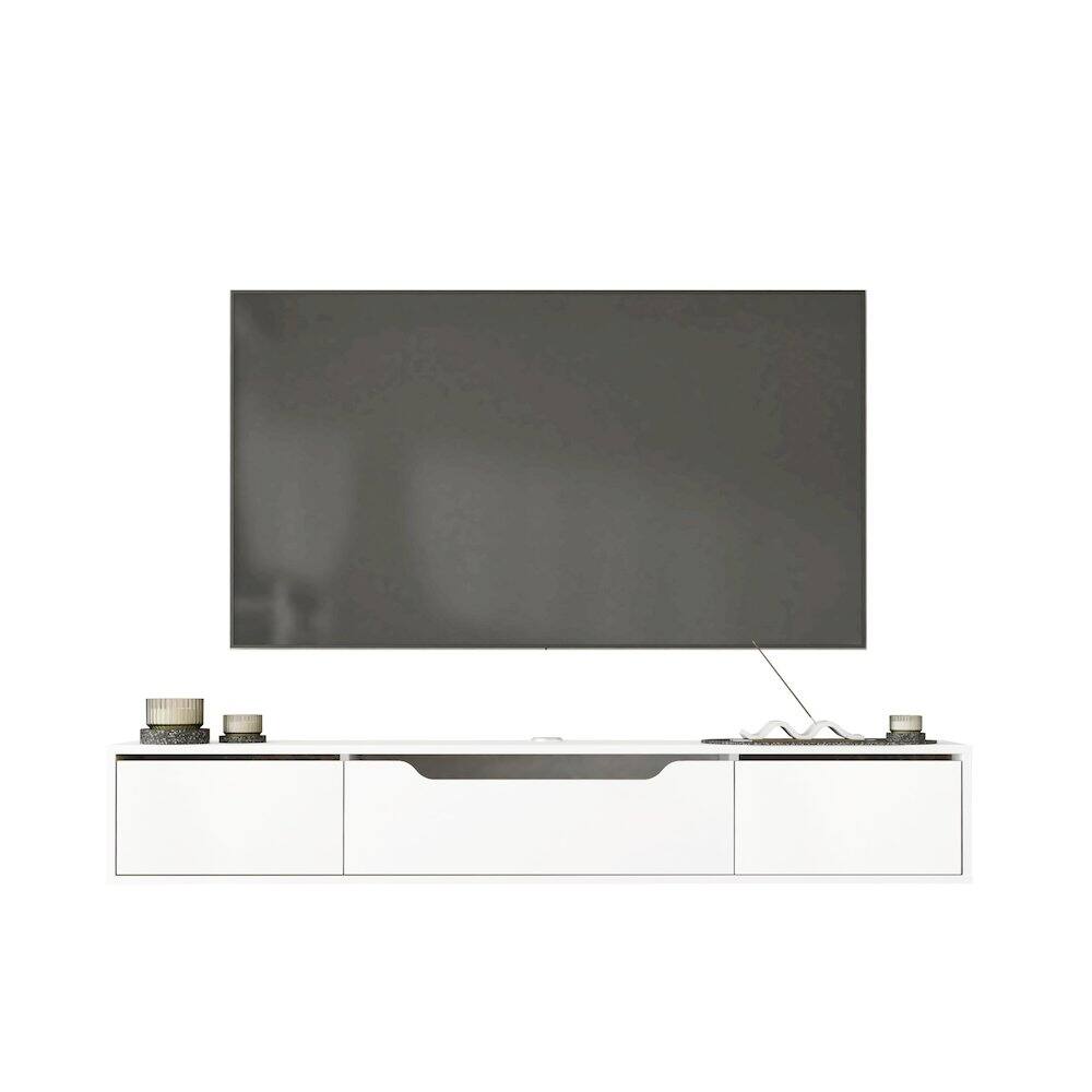 Front. Atelier Mobili - Floating TV Stand for Up to 80 Inch TVs – Wall Mounted Media Console - White.