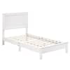 Front. Costway - Costway Twin Size Bed Frame Platform Slat High Headboard Bedroom Rubber Wood Leg White - White.