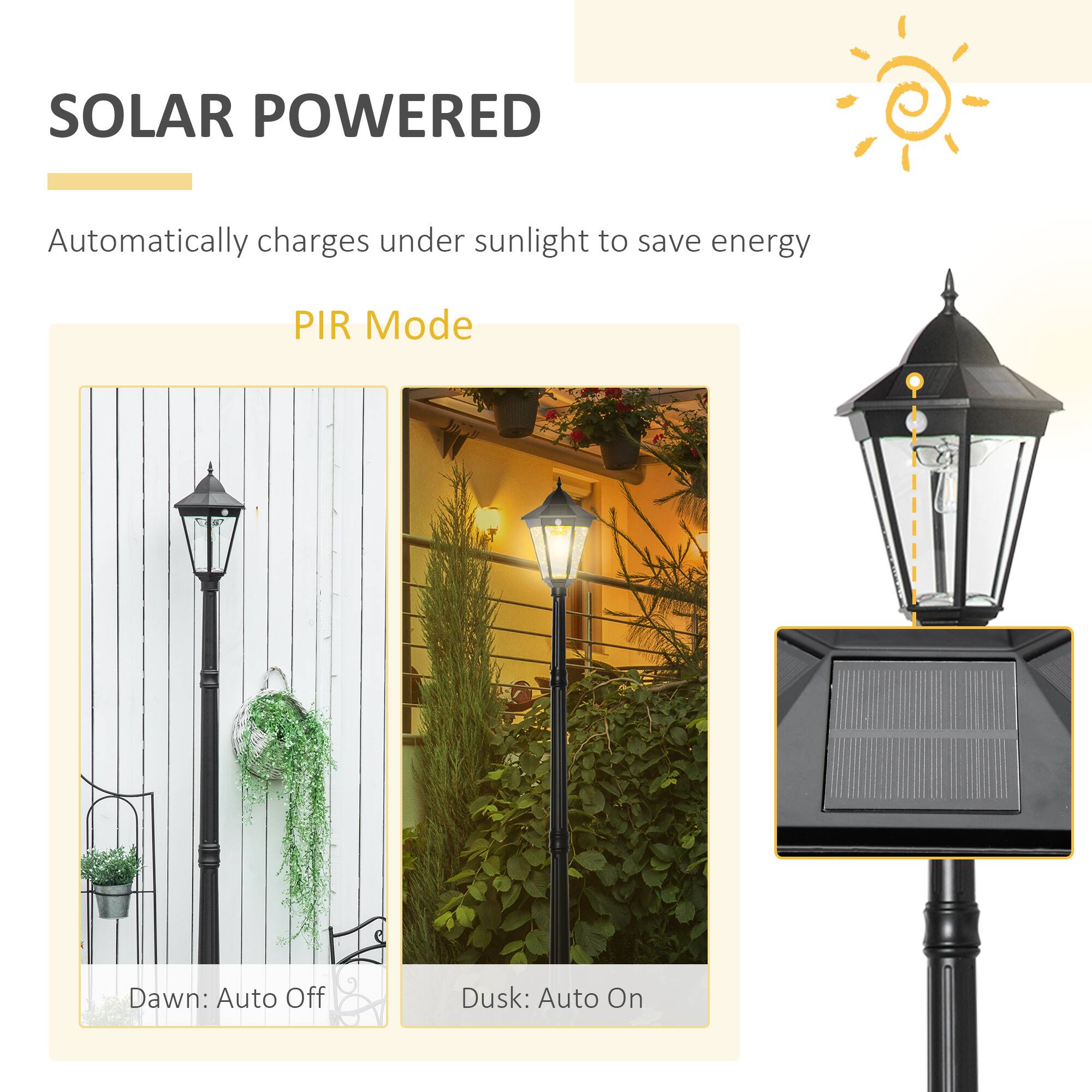 SOLAR POWERED
Automatically charges under sunlight to save energy
PIR Mode
Dawn: Auto Off
Dusk: Auto On