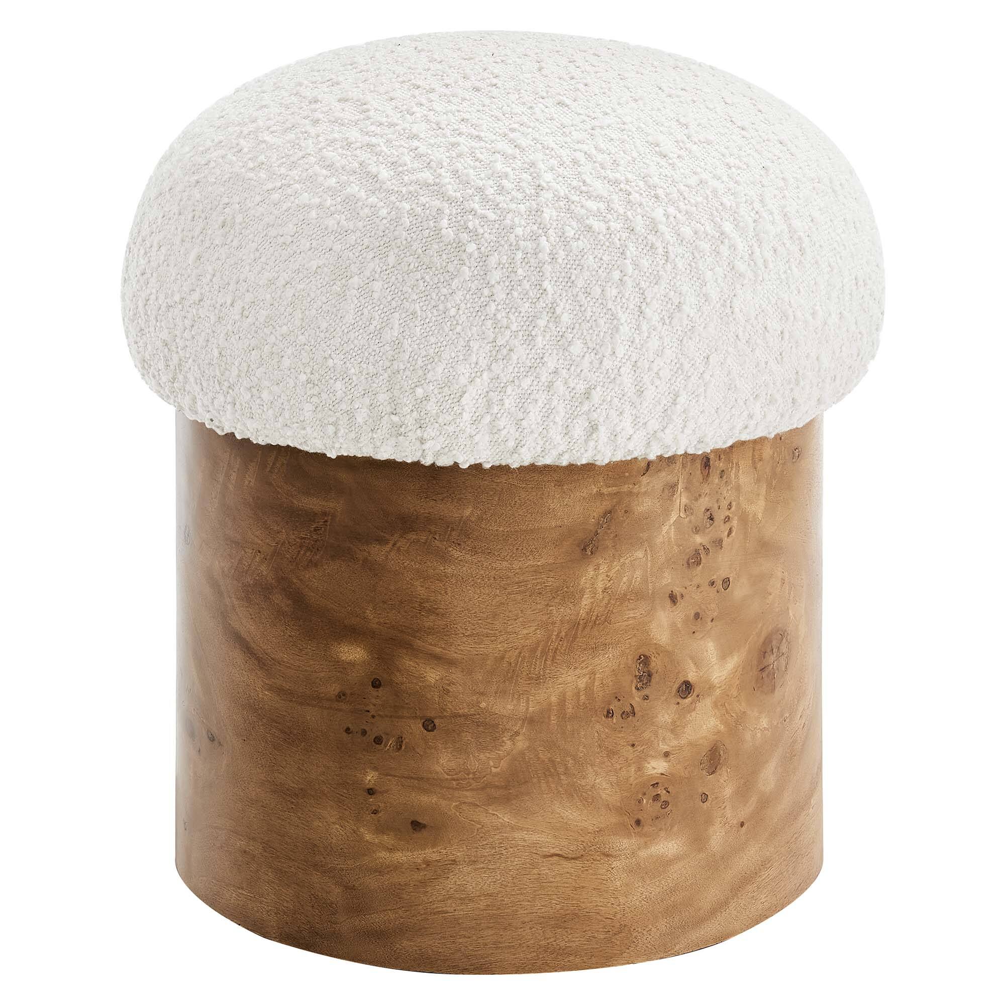 Angle. Modway - Breeze Boucle Upholstered Ottoman by Modway - Ivory Burl.