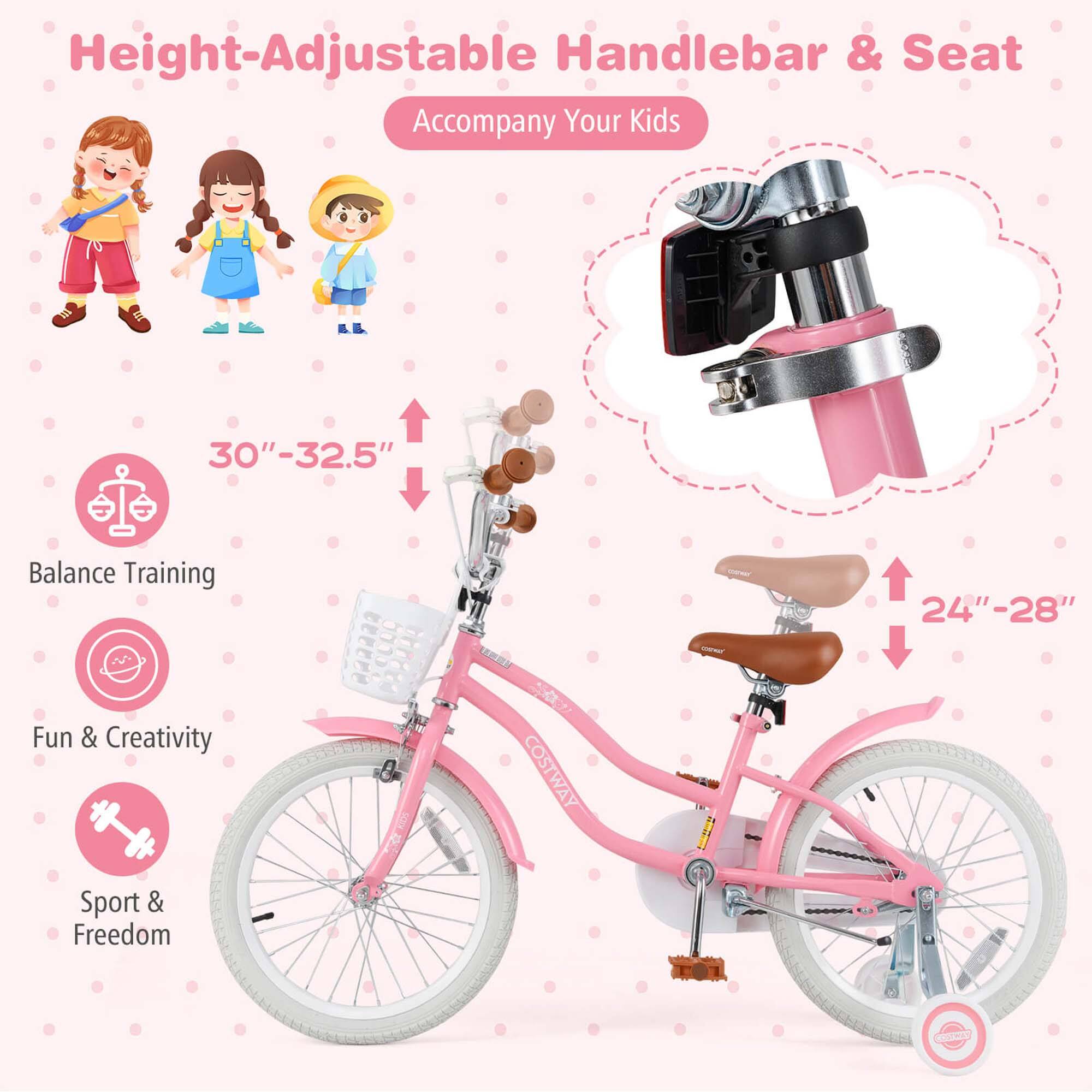 Height-Adjustable Handlebar & Seat Accompany Your Kids

30"-32.5" Balance Training Fun & Creativity

24"-28" Sport & Freedom

COSTWAY