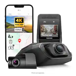 THINKWARE - ARC800 4K UHD Front and Full HD Rear Dash Cam with Built-In GPS and Wi-Fi, Compatible with iOS, Android, MacOS, Windows - Black