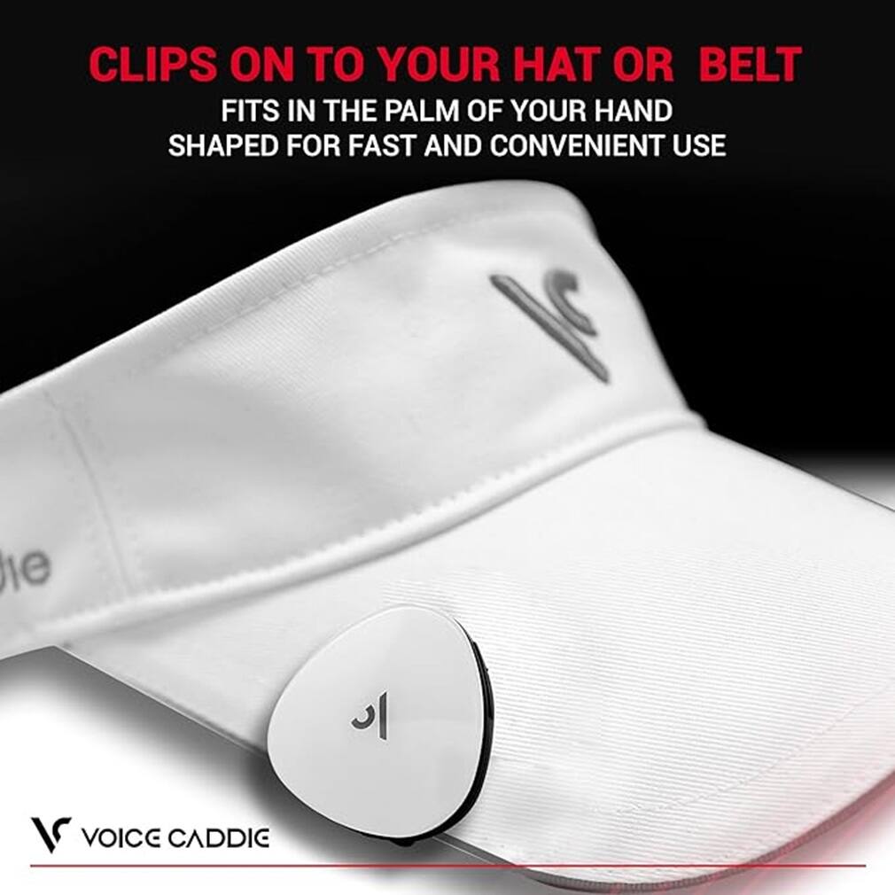 CLIPS ON TO YOUR HAT OR BELT  
FITS IN THE PALM OF YOUR HAND  
SHAPED FOR FAST AND CONVENIENT USE  

VOICE CADDIC