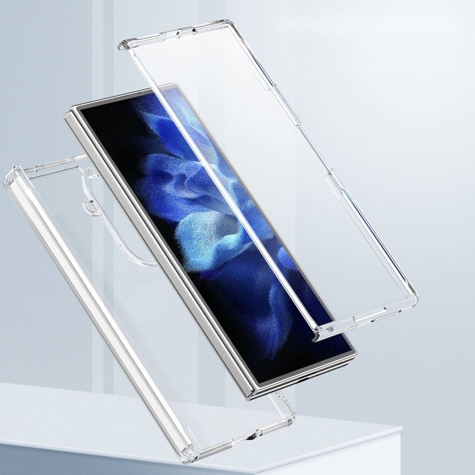 Alt View 2. Dteck - Shockproof Case for Samsung Galaxy Z Fold8 Ultra with Screen Protector, Rugged Full Hinge Cover with Raised Camera Edge - Clear.