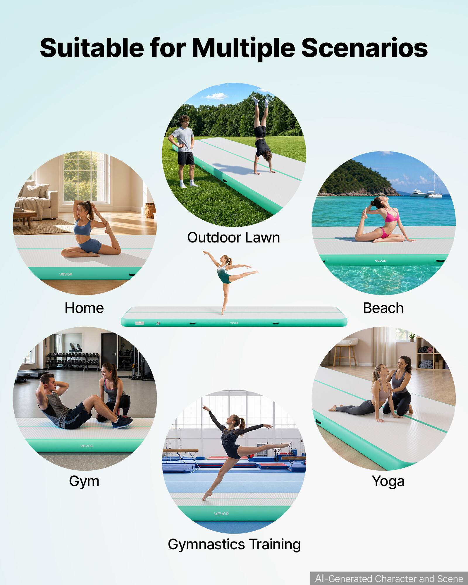 Suitable for Multiple Scenarios

Outdoor Lawn

Home

Beach

Gym

Yoga

Gymnastics Training

AI-Generated Character and Scene