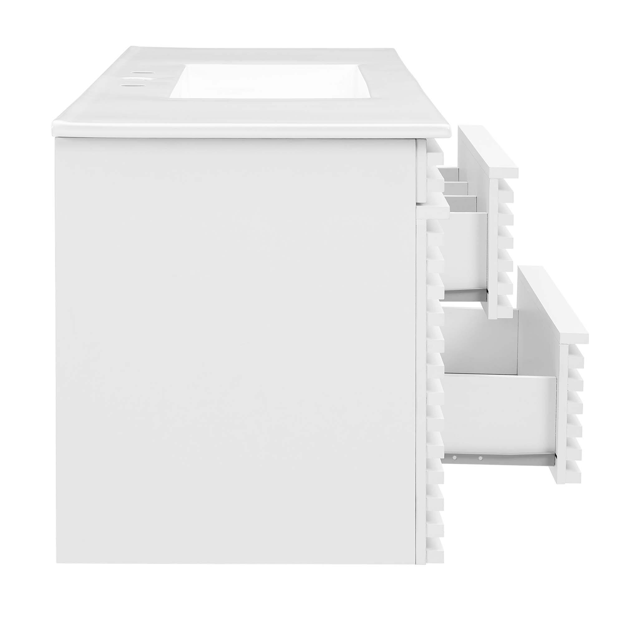 Alt View 4. Modway - Render 48" Wall-Mount Bathroom Vanity Basin Included by Modway - White White.