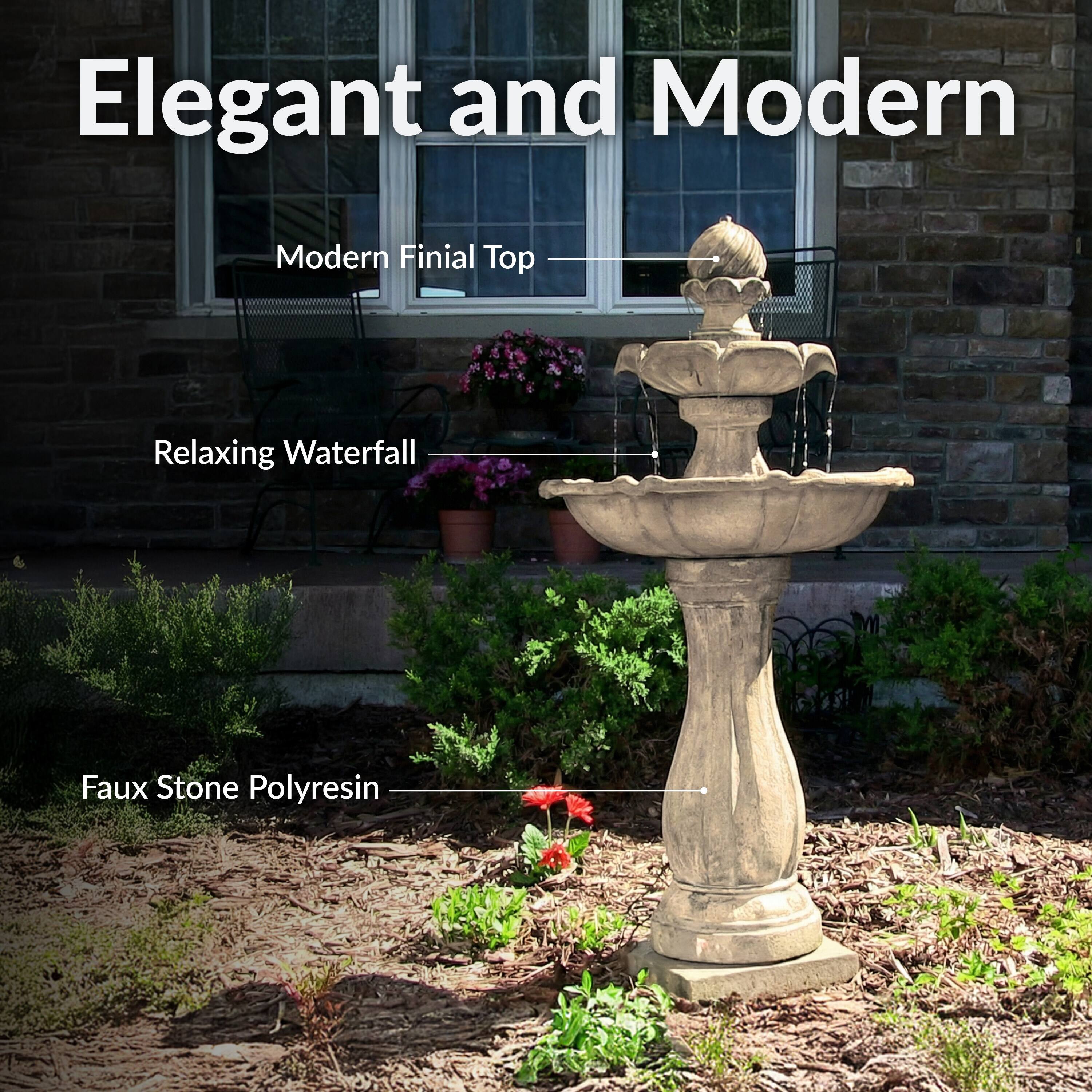 Elegant and Modern

Modern Finial Top

Relaxing Waterfall

Faux Stone Polyresin