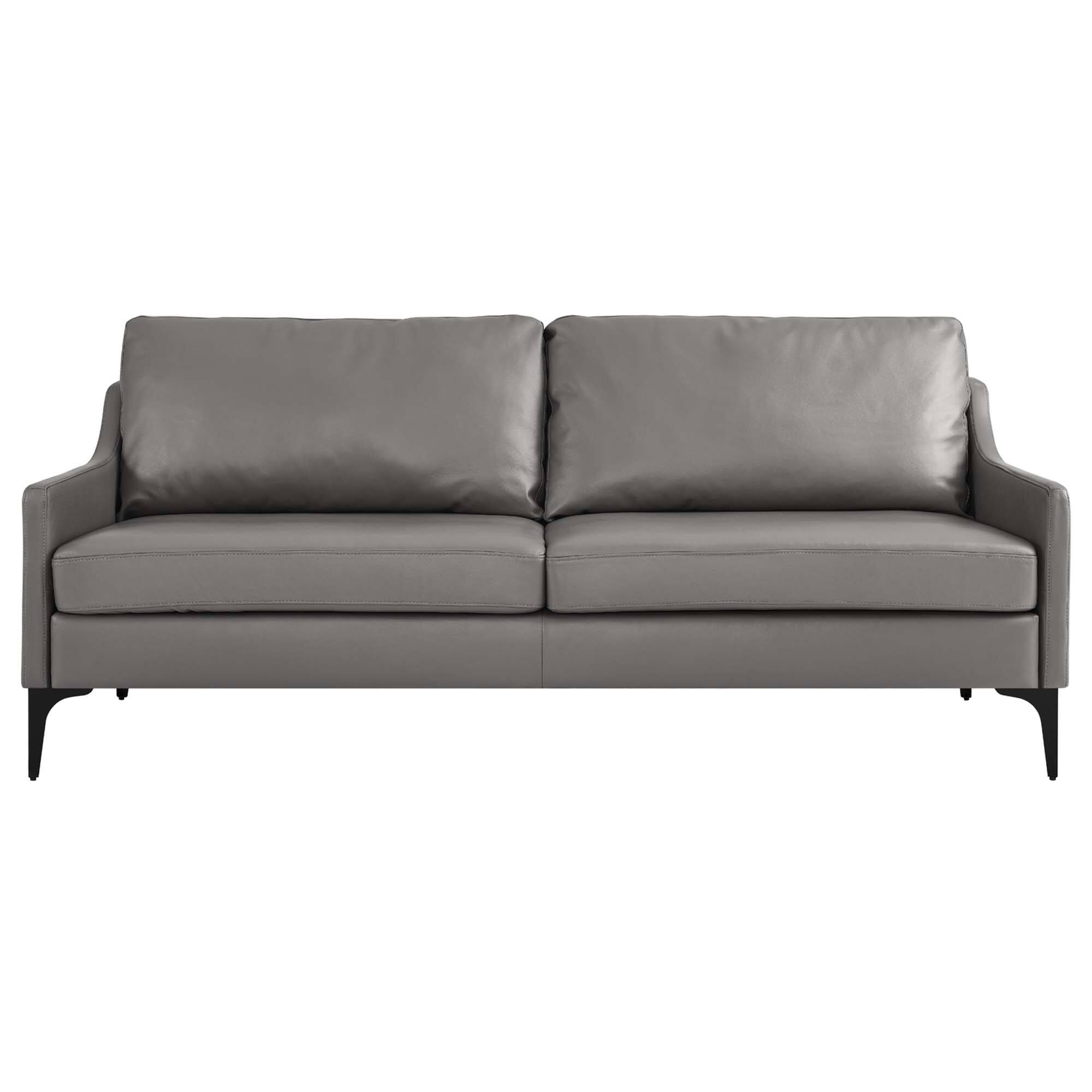 Alt View 1. Modway - Corland Leather Sofa by Modway - Gray.