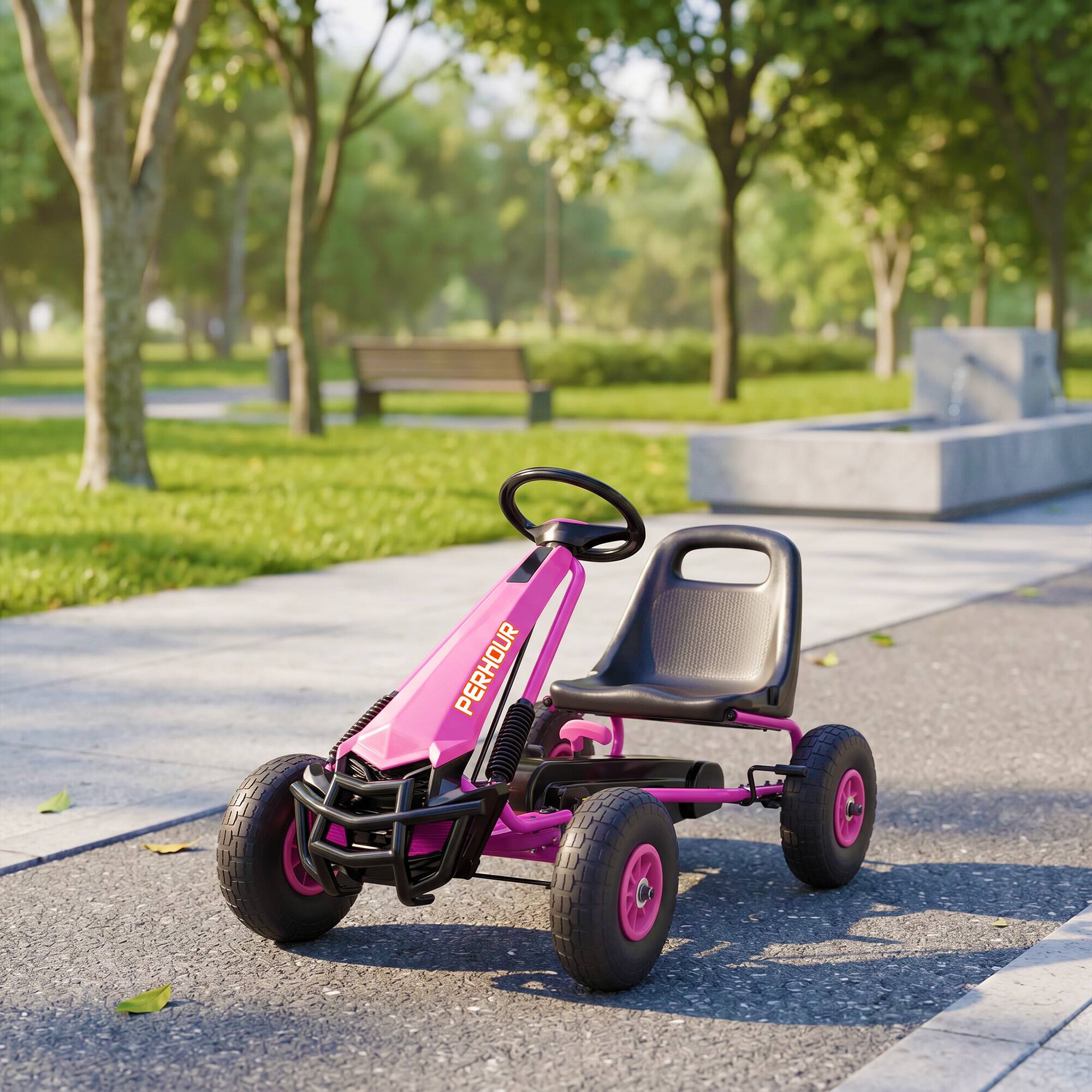 Alt View 7. Qaba - Go Kart, Pedal Car with Adjustable Seat, EVA Wheels, Brake.