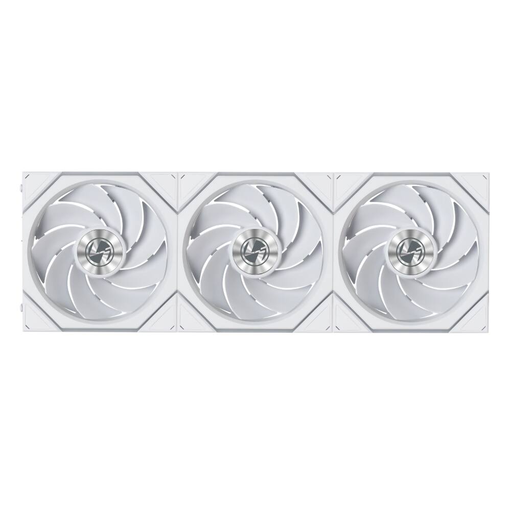 Left. Lian Li - UNI FAN TL Flex 120mm Reverse Blade ARGB Fan, 3 Pack, Infinity Mirror, Controller Included (12RTL1F3W) - White.
