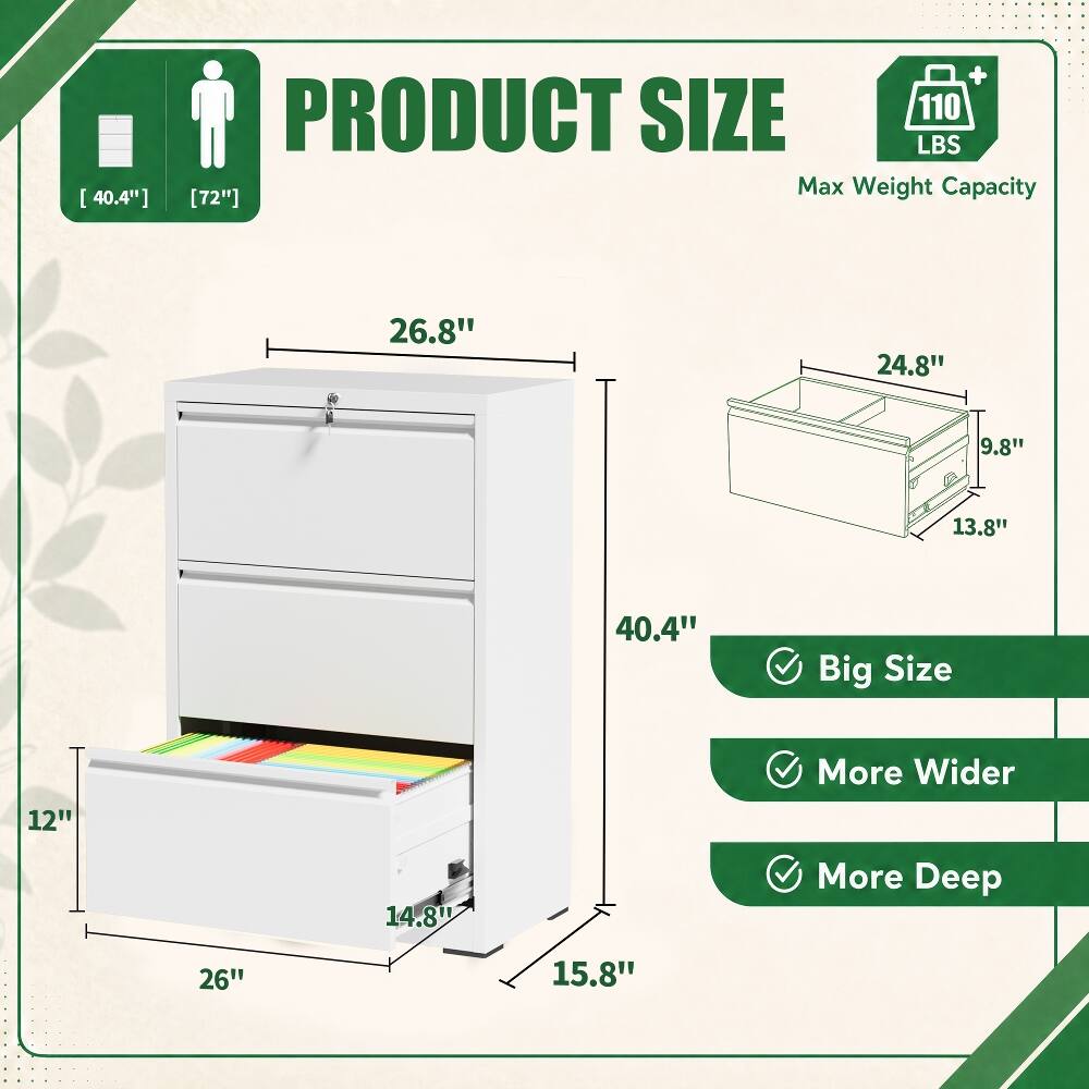 PRODUCT SIZE  
110 LBS Max Weight Capacity  

40.4"  
26.8"  
24.8"  
9.8"  
13.8"  
12"  
14.8"  
26"  
15.8"  

Big Size  
More Wider  
More Deep
