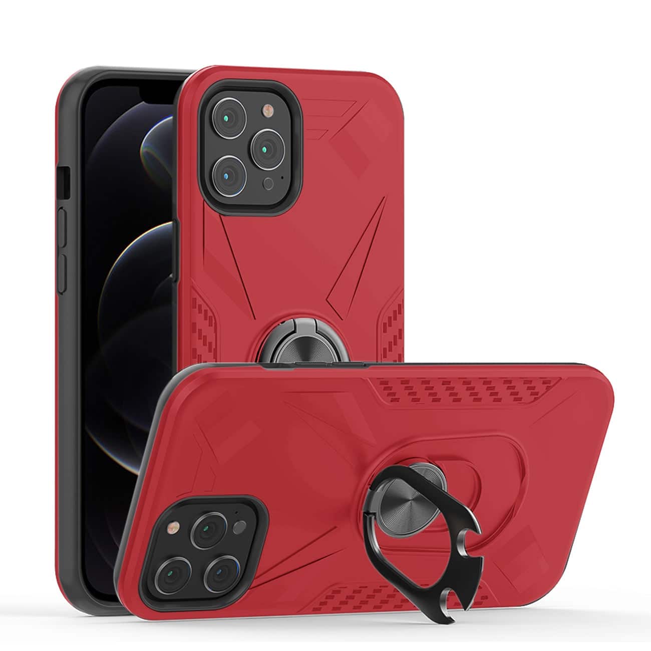 Reiko - Apple Iphone 12 /Iphone 12 Pro Case With Ring Holder In - Red