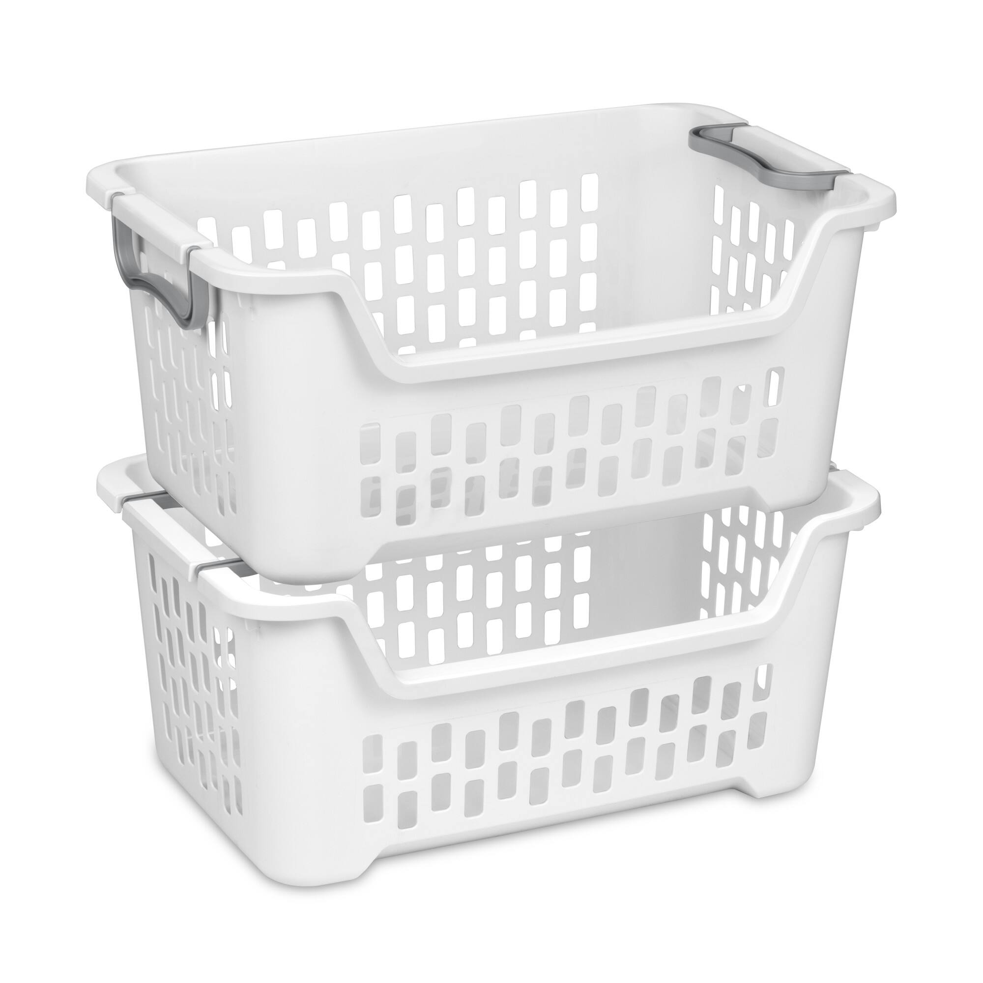 Alt View 6. Sterilite - Sterilite Stacking Laundry Basket, 2 Bushel Hamper with Handles, White, 12 Pack - White.