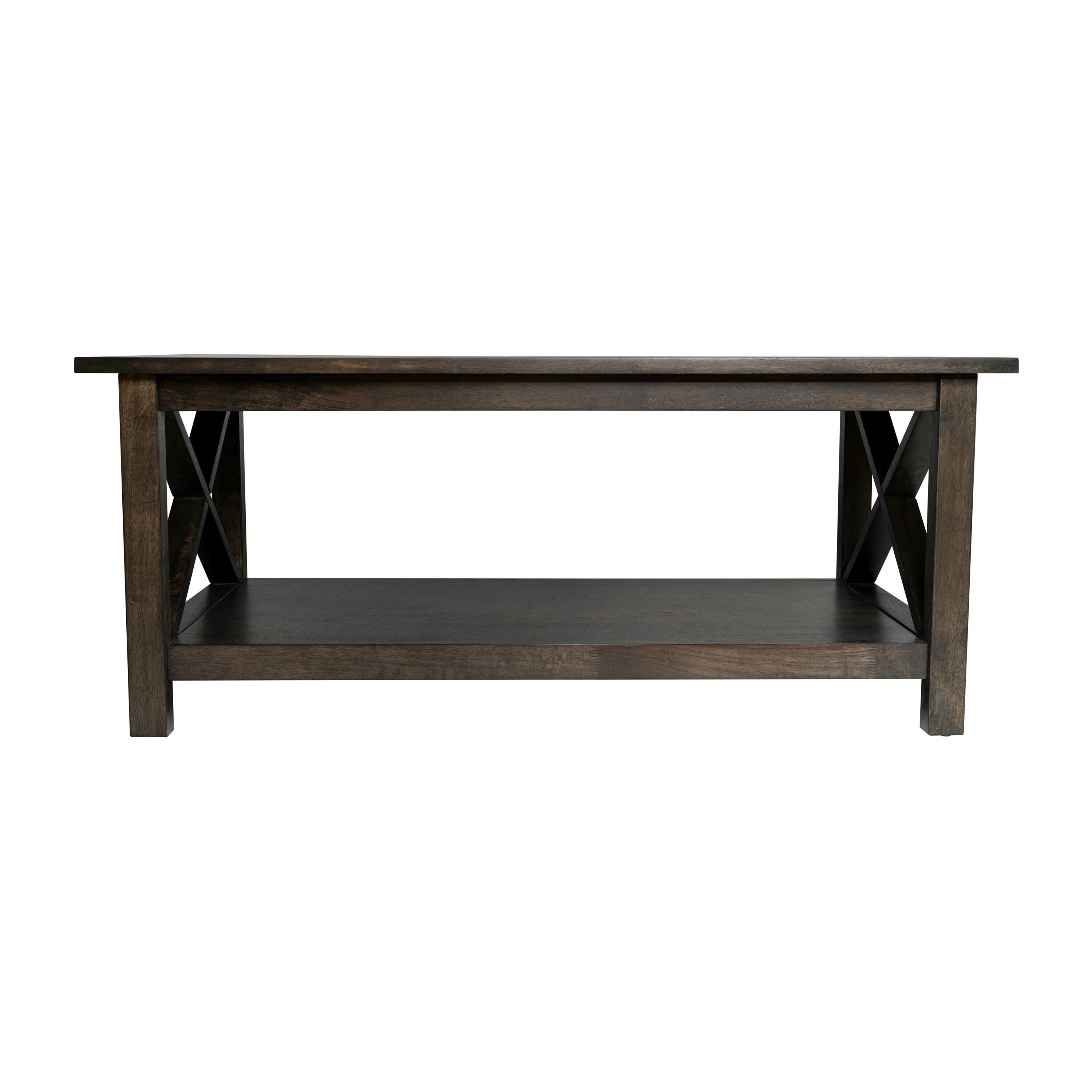 Alt View 8. Emma + Oliver - Mitchell Solid Wood Farmhouse Style Coffee Table with Storage Shelf - Dark Gray.