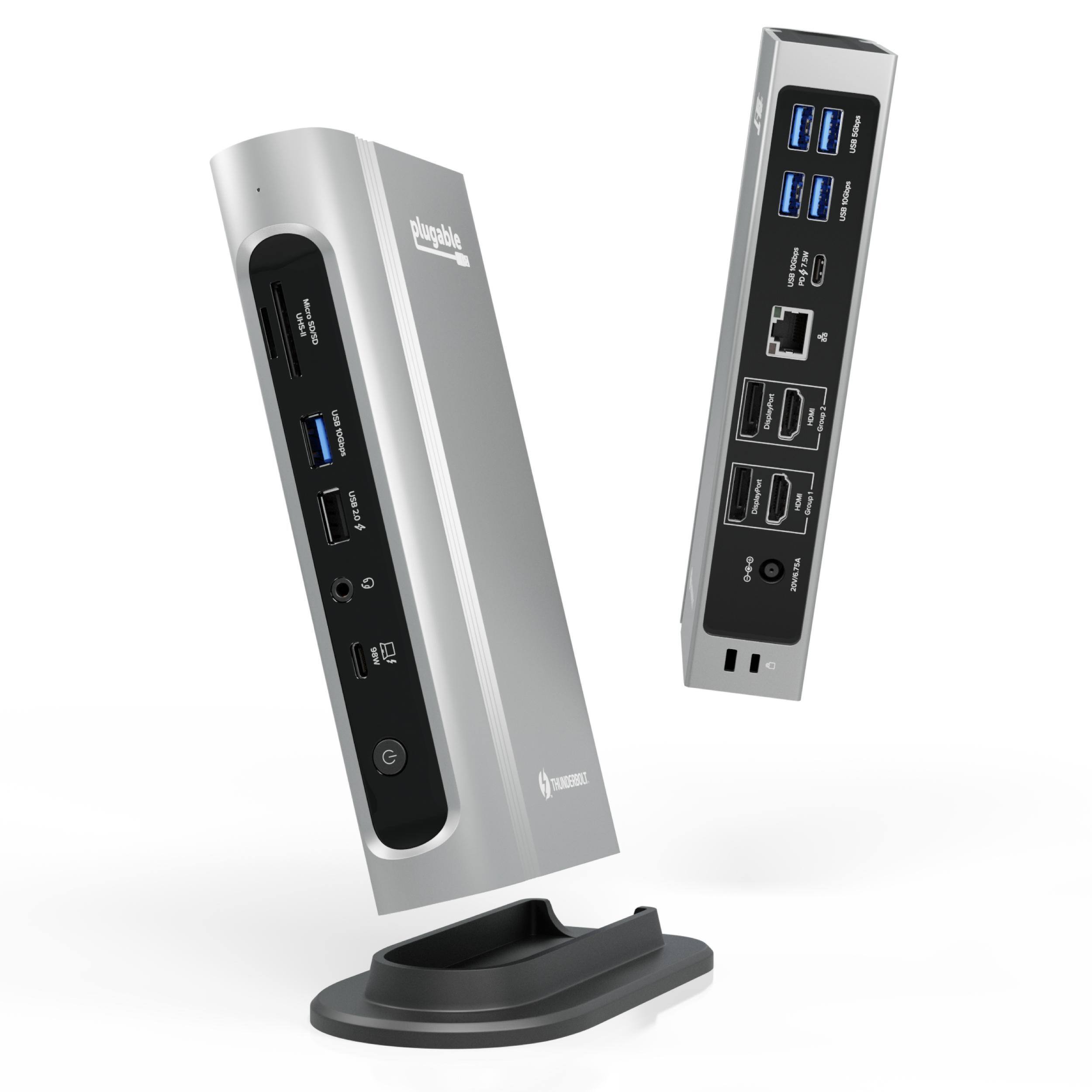 Plugable - 16-in-1 Thunderbolt 4 Dock with 100W Charging, 4K Quad Monitor Setup for Thunderbolt 4 Windows Laptops