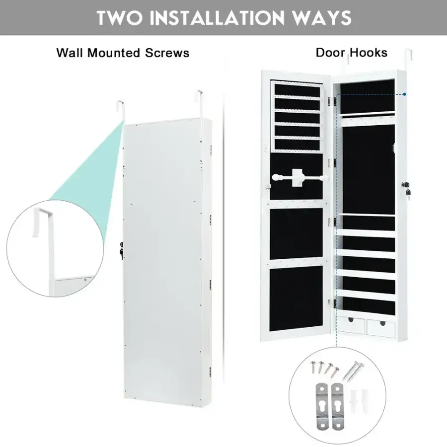 Two Installation Ways: Wall Mounted Screws and Door Hooks