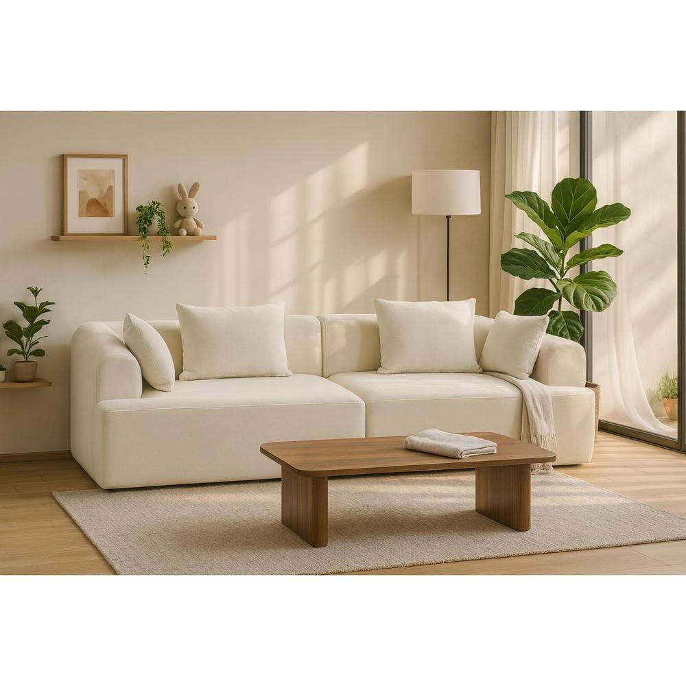 Alt View 5. Kadyn - 96" Full-Foam Modular Sectional Sofa, 2-Piece Boucle Cloud Couch, Compressed Shipping - White.