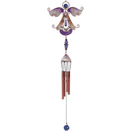 FC Design - 23" Long Pueple Angel Copper and Gem Wind Chime Outdoor Patio or Garden Hanging Decoration - Multi-Color