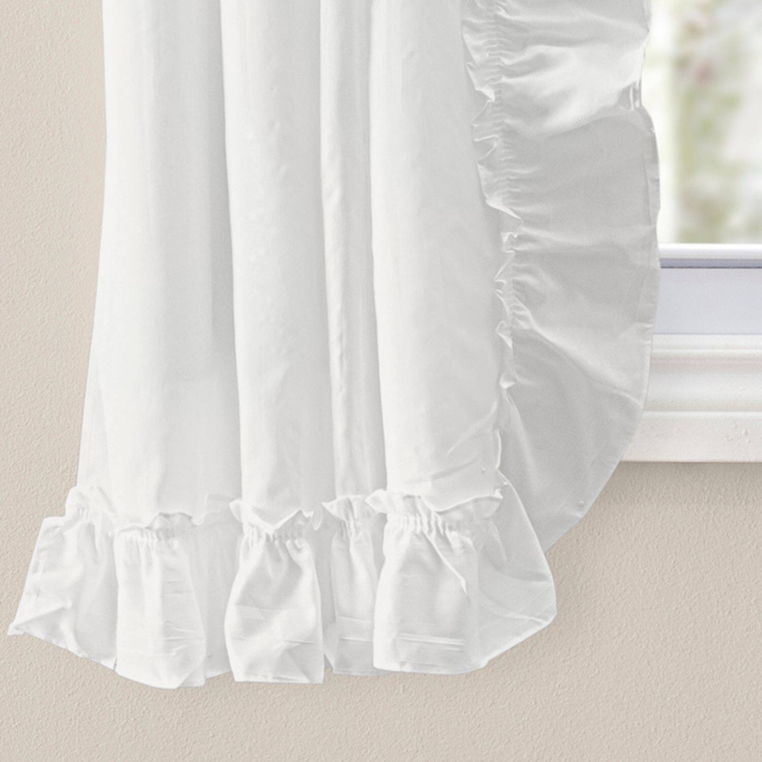 Alt View 2. Ellis Curtain - ELLIS 70% Polyester 30% Cotton Stacey Ruffled Prscilla Pairs With Tiebacks 54" x 63" Ice Cream - Ice Cream.
