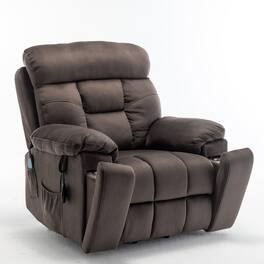 Boyel Living - Oversize 26in Wide Power Lift Recliner Elderly 8 Massage Points Lumbar Heating German OKIN Motor Hidden Cup Holder - Antique brown