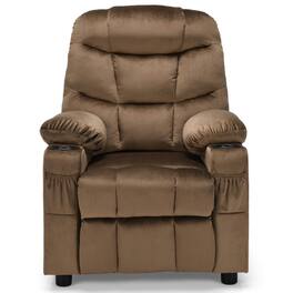 Kadyn - Kids Recliner Chair with Cup Holder and Footrest for Children-Light Kids Chairs for Kids - Brown