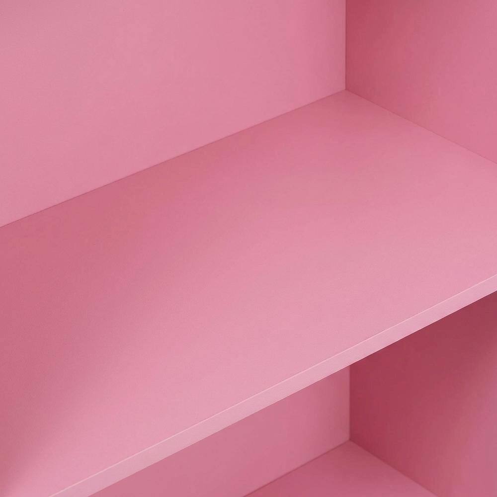 Alt View 1. FurniFact - Pink 3-Tier Bookcase with Multi-Level Storage and Sturdy Wood Construction - Pink.