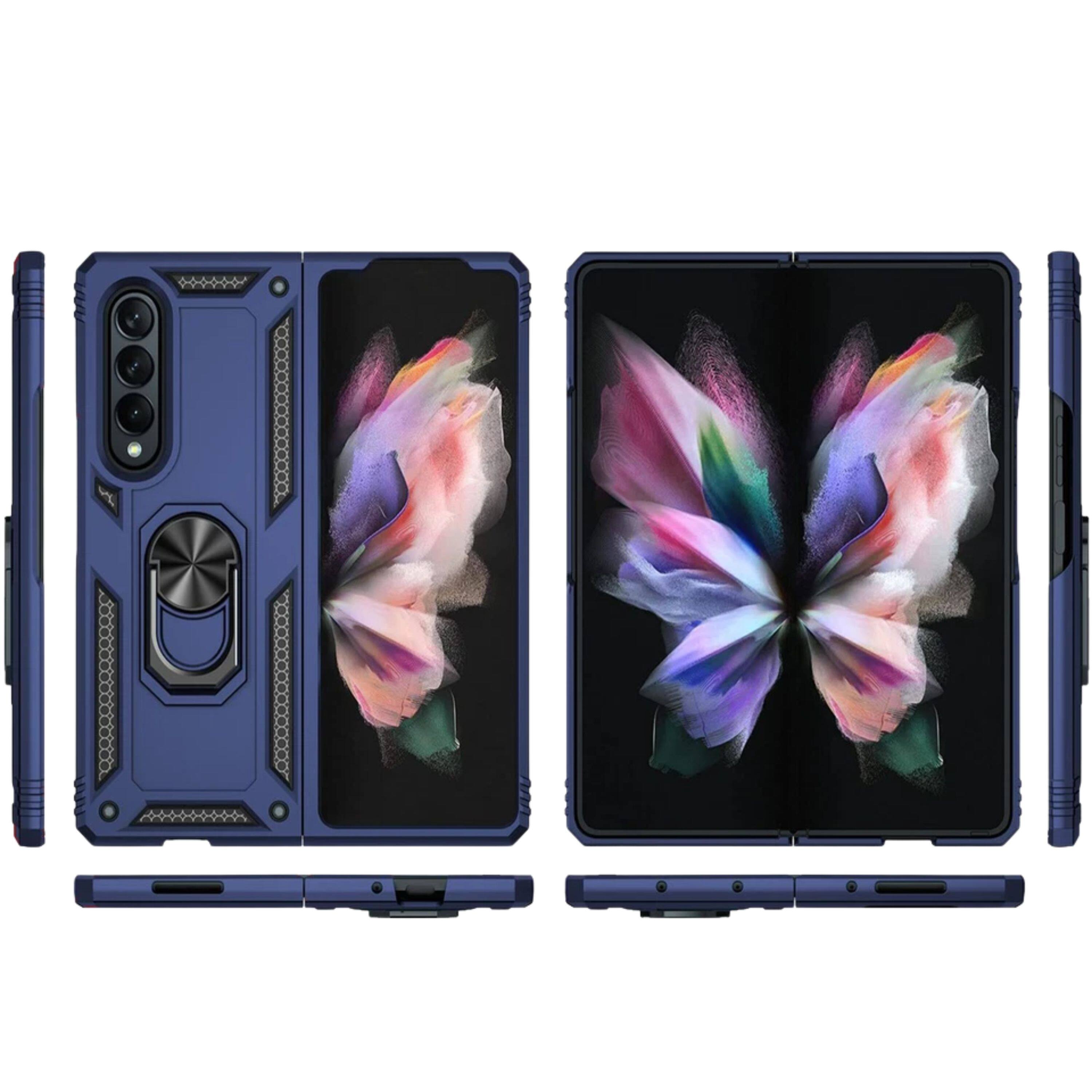 Angle. Kitcheniva - Phone Cover Shockproof Foldable Kickstand For Samsung Galaxy Z Fold 4 Blue - Blue.