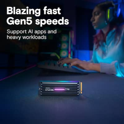 Crucial T710 2TB Internal SSD PCIe Gen 5 x4 NVMe M.2 with Heatsink Crucial T710 2TB Internal SSD PCIe Gen 5 x4 NVMe M.2 with Heatsink