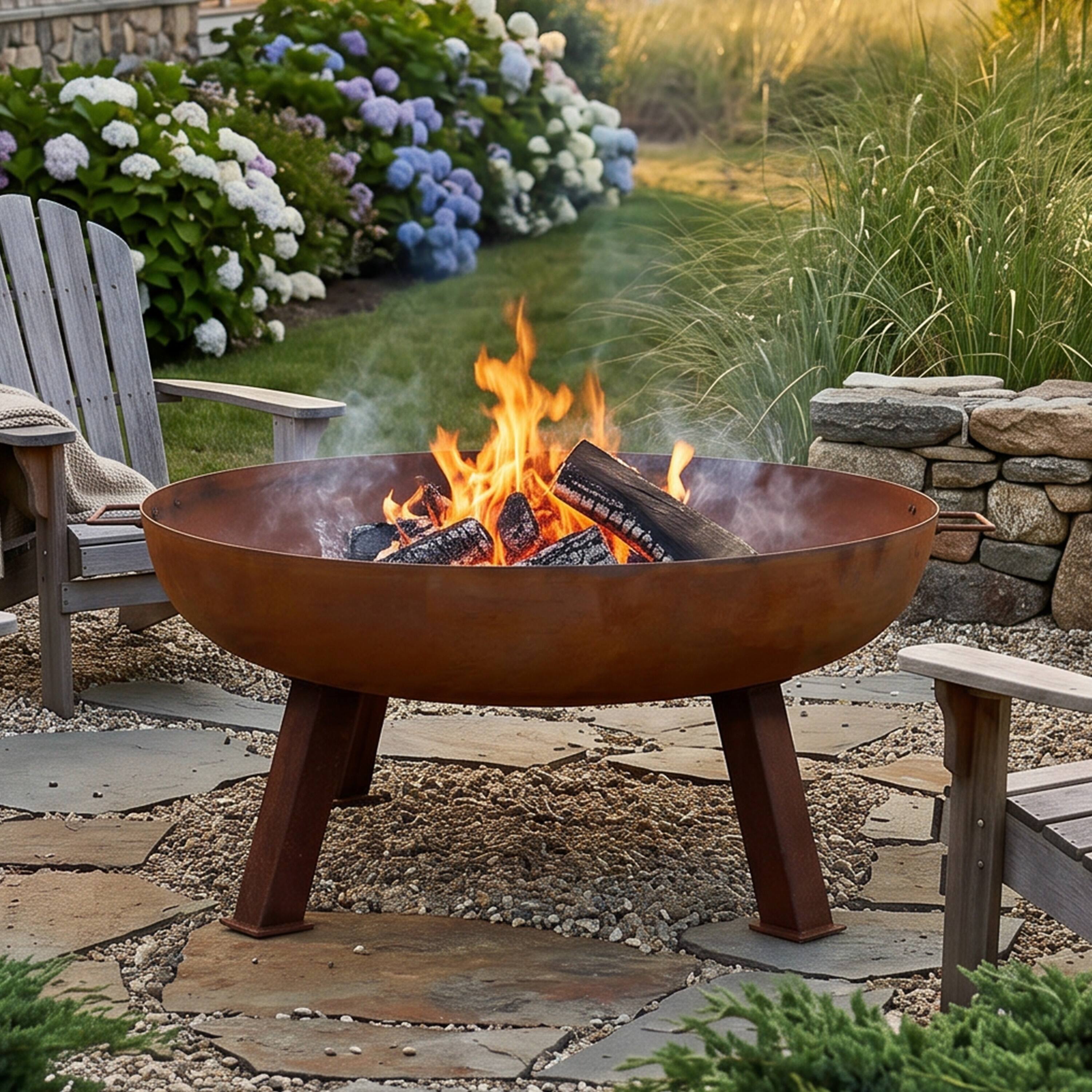 Alt View 1. Sunnydaze - 34 in Rustic Cast Iron Fire Pit Bowl with Stand - Rust.