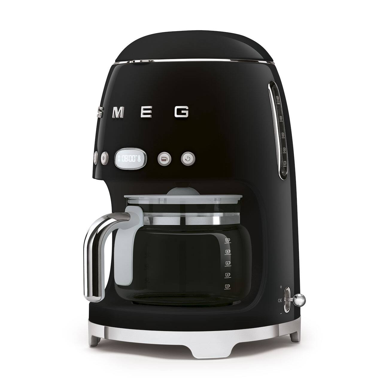 Angle. SMEG - DCF02 Drip 10-Cup Coffee Maker - Black.