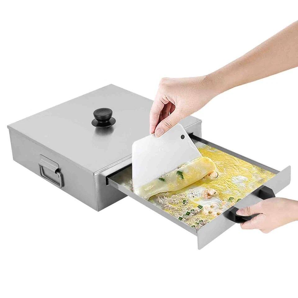 Back. Home Collection - Stainless Steel Rice Noodle Roll Steamer with Trays and Lid - Silver.