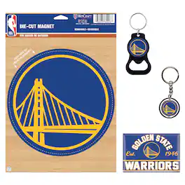 WinCraft - Golden State Warriors 4-Pack Key Rings and Magnets Set - Multicolor