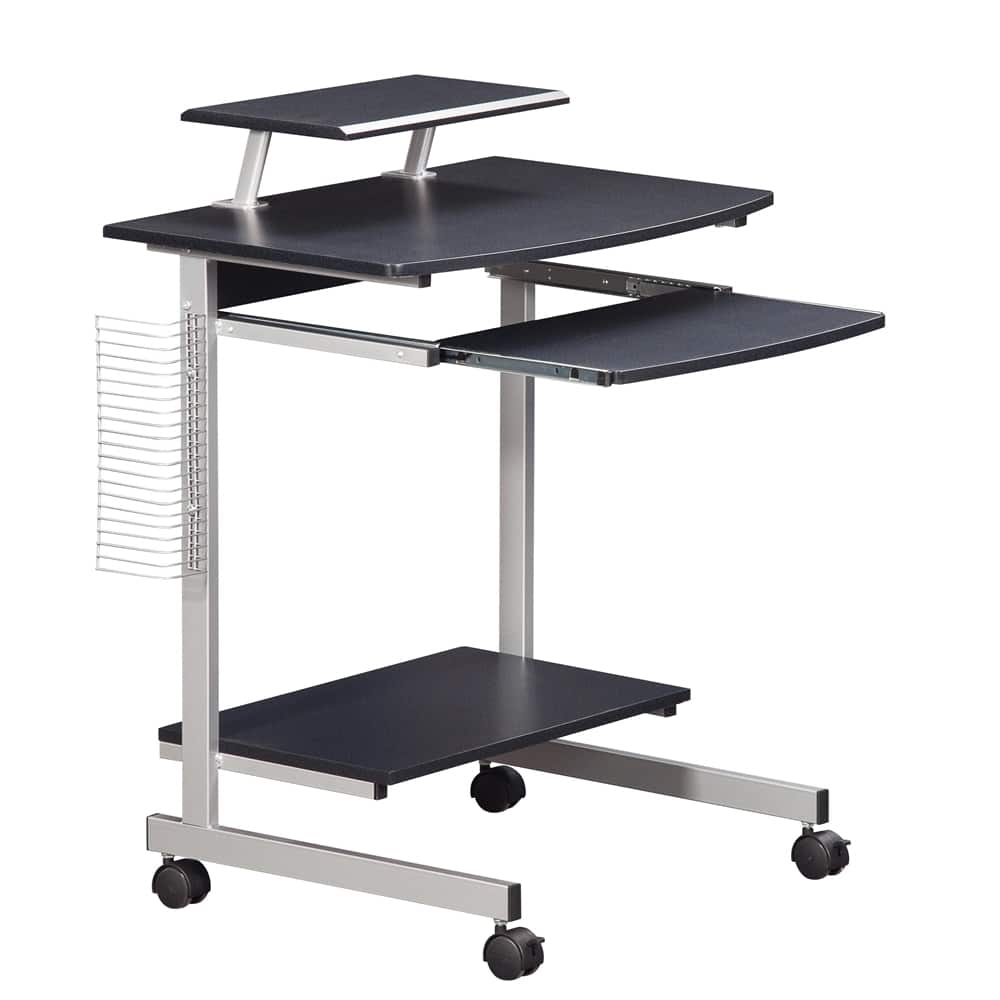 FurniFact - Portable Computer Cart With Keyboard Shelf - Gray