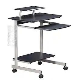 FurniFact - Portable Computer Cart With Keyboard Shelf - Gray