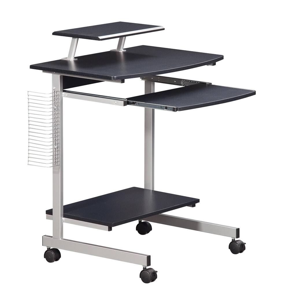 Front. FurniFact - Gray Portable Computer Cart With Keyboard Shelf - Gray.