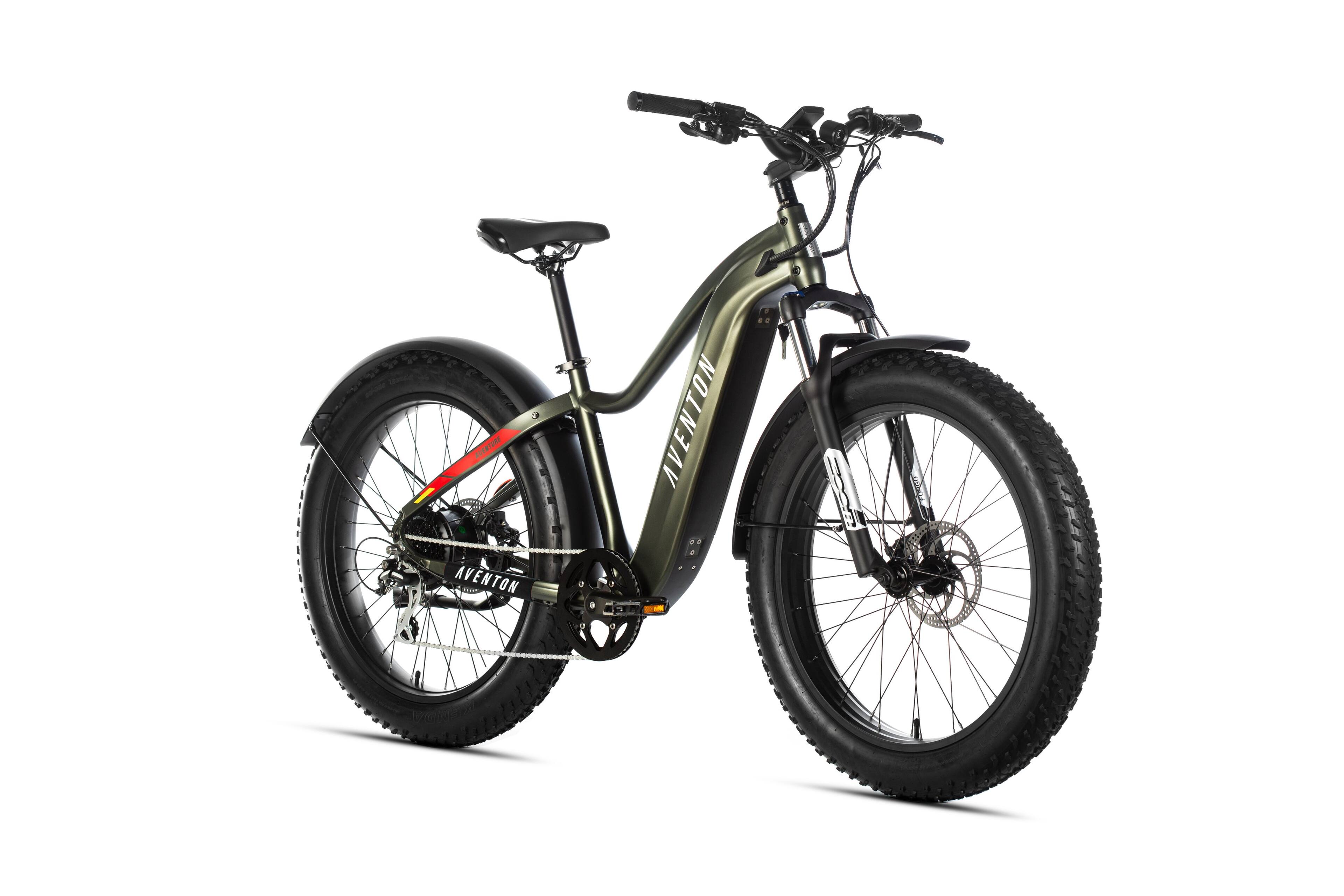 Front. Aventon - Aventure Step-Over Ebike w/ 45 mile Max Operating Range and 28 MPH Max Speed - Camouflage Green.