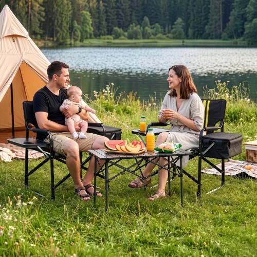 Alt View 8. Winado - Foldable Camping Chair with Big Capacity Cooler Bag, Side Table & Cup Holder Portable for Outdoor Camping Fishing Beach - Black.