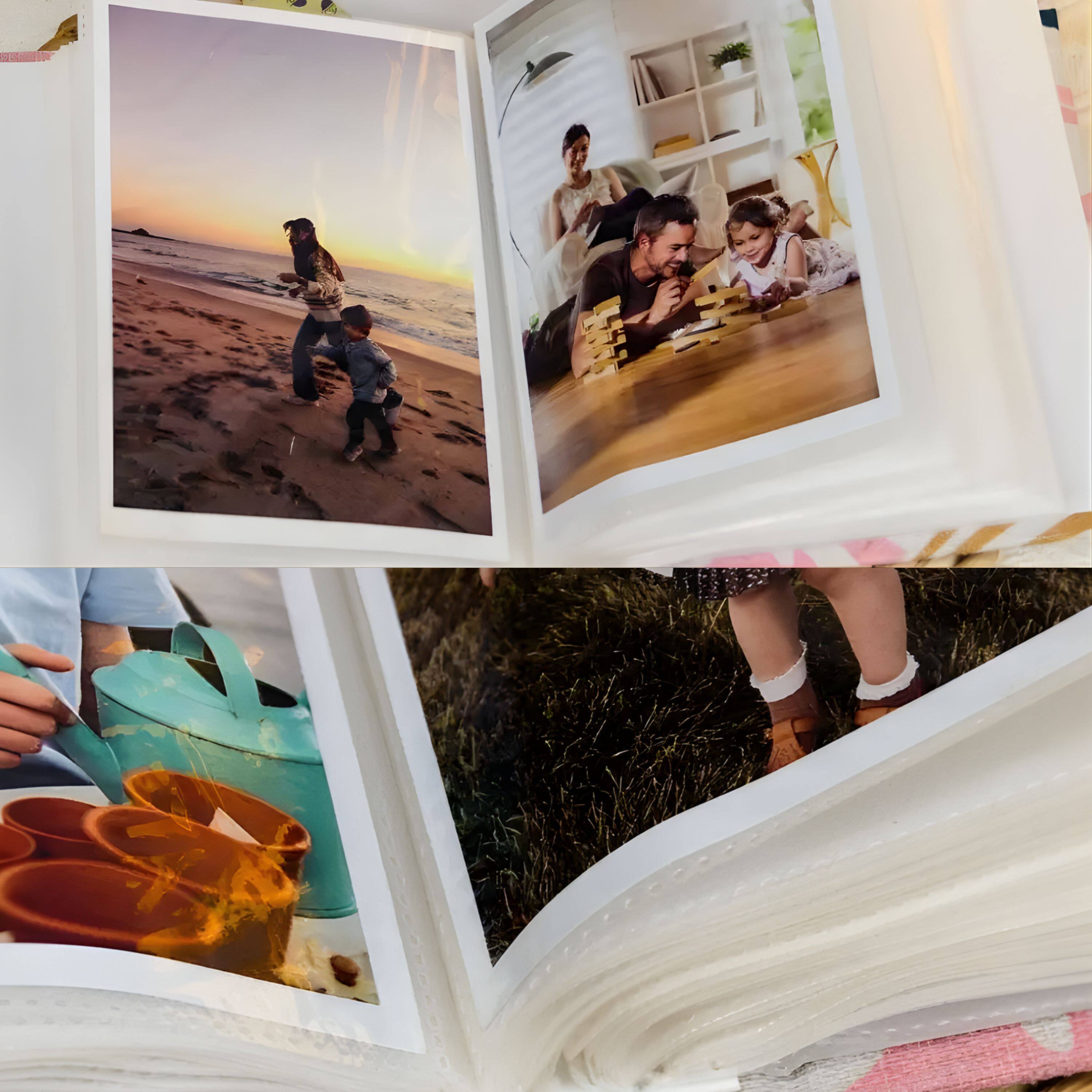 Angle. Kitcheniva - Small Linen Cover Photo Album for 100 Photos, 4x6 Photo Album, Tree Design.
