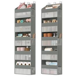Songmics Home - Over-the-Door Organizer, 5-Tier Door Hanging Storage Shelf, Heavy-Duty Closet Hanging Organizer Foldable, Transparent - Dove Gray
