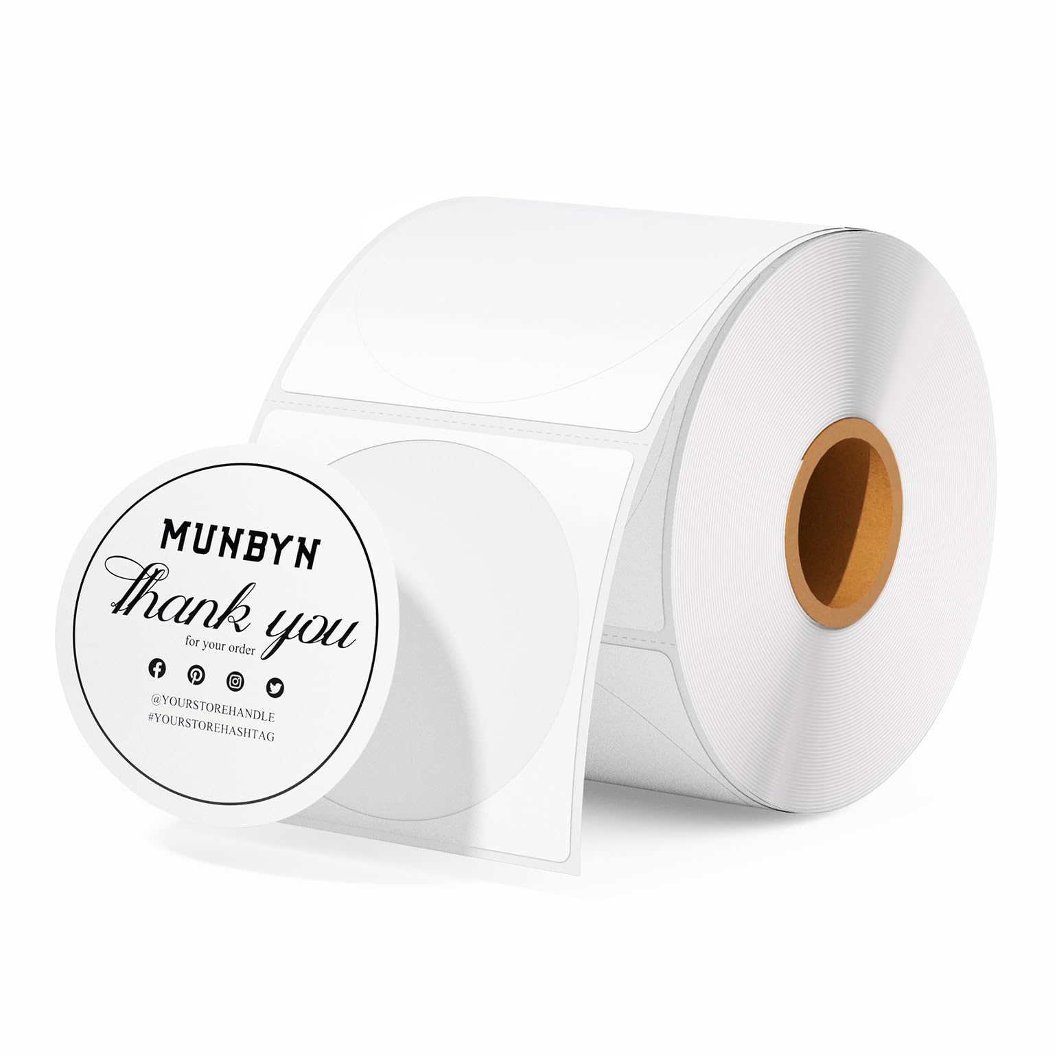 MUNBYN - 2 Inch Circle Thermal Sticker Labels - White
