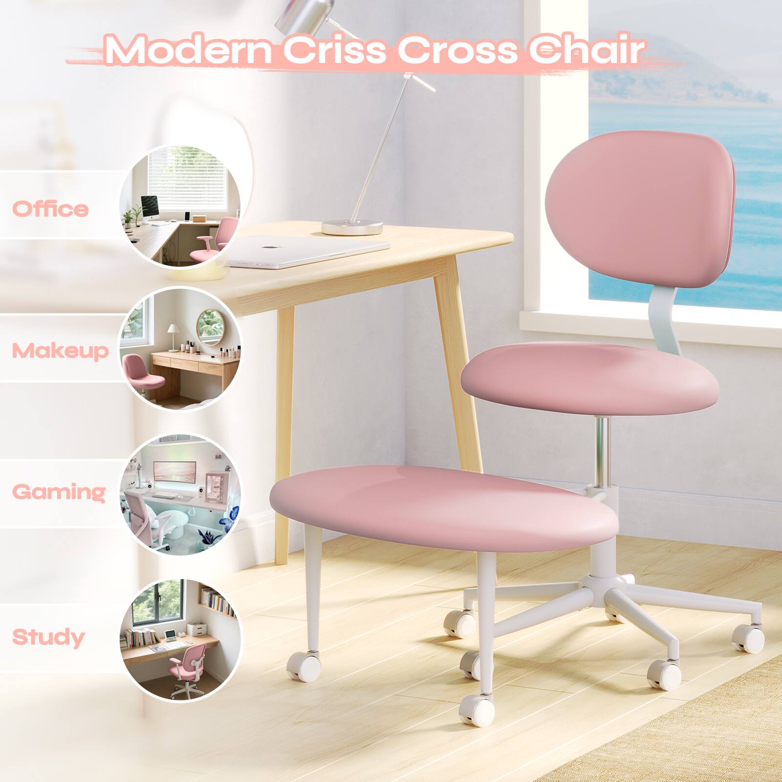 Modern Criss Cross Chair
Office
Makeup
Gaming
Study