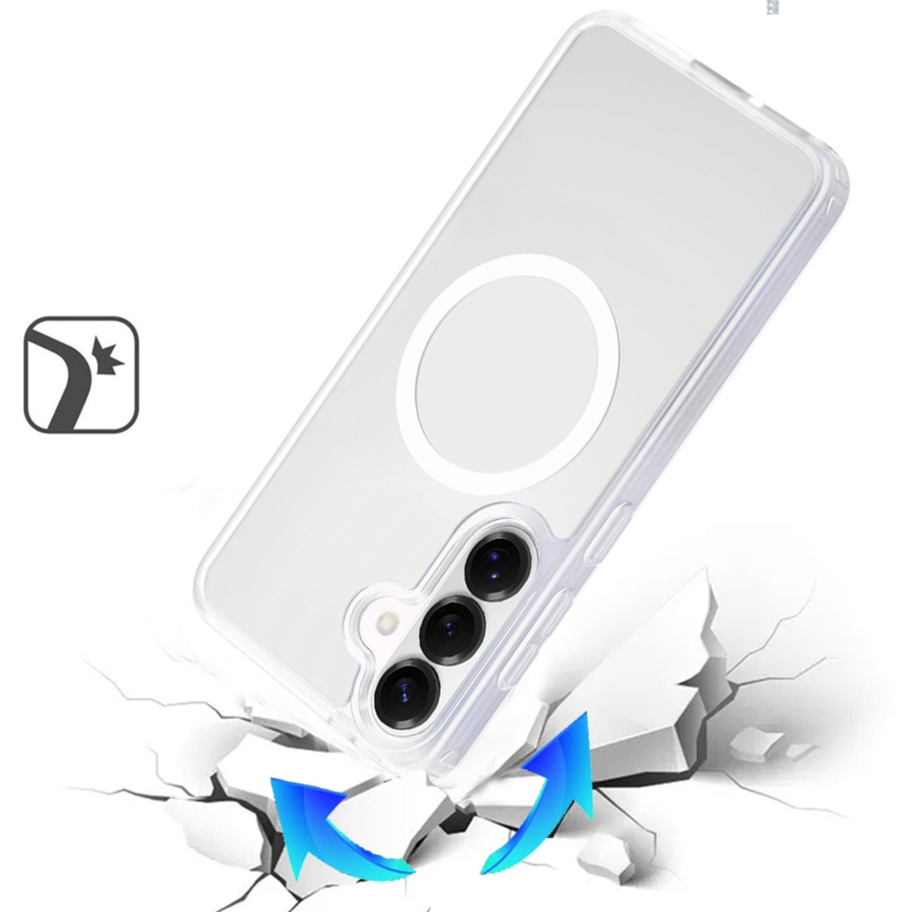 Angle. Kitcheniva - Smooth Translucent Magnetic Circle Case With Tempered Glass For Samsung S26 Plus Clear - Clear.