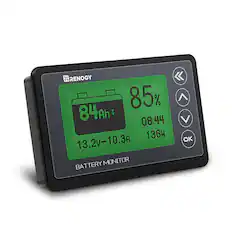 Renogy Battery Monitor: 85% 84Ah V 08:44 V 136W OK 13.2v-10.3A