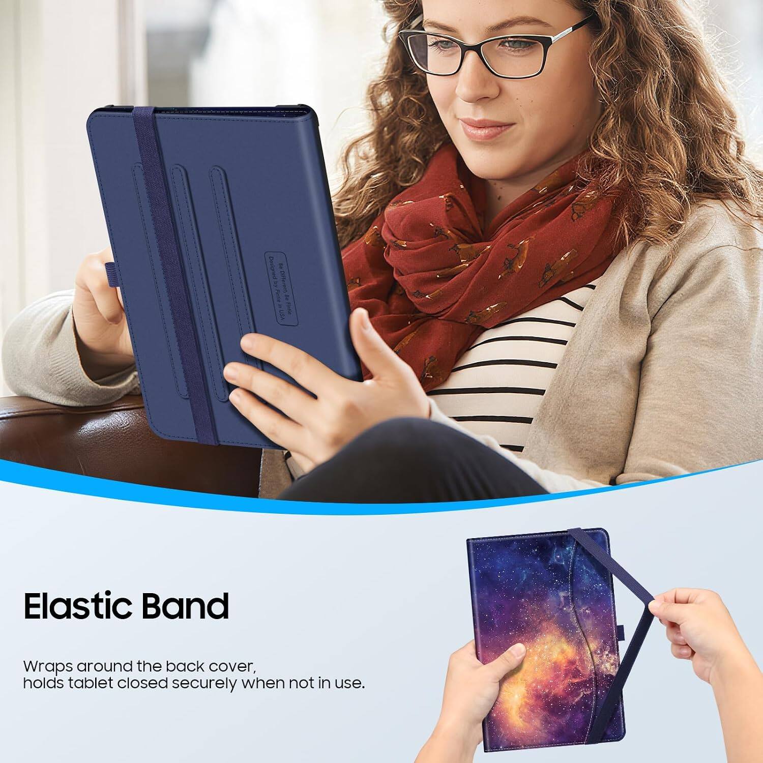 Business try Pincle USA

Elastic Band
Wraps around the back cover, holds tablet closed securely when not in use.