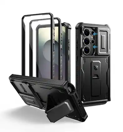Front. dexnor - Dexnor for Samsung Galaxy S26 Ultra Case with Upgraded Slide Camera Cover & Kickstand(2026),Black - Black.